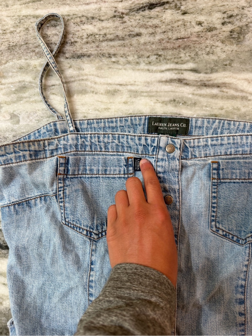 Vintage Lauren Ralph Lauren Blue Denim Button-Front Cami Top - Picture 7 of 7